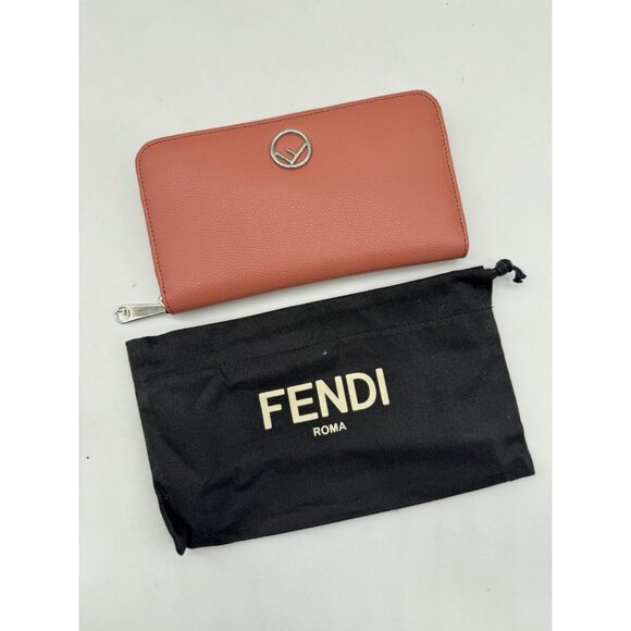 FENDI F calfskin leather zip around large women's wallet + Dust bag - Macaron - Picture 1 of 10
